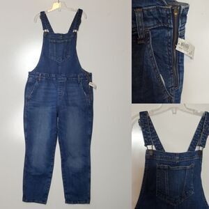 NEW 14P OLD NAVY DENIM JEAN SIDE ZIP OVERALLS 14 PETITE SHORT XL XXL 1X NWT